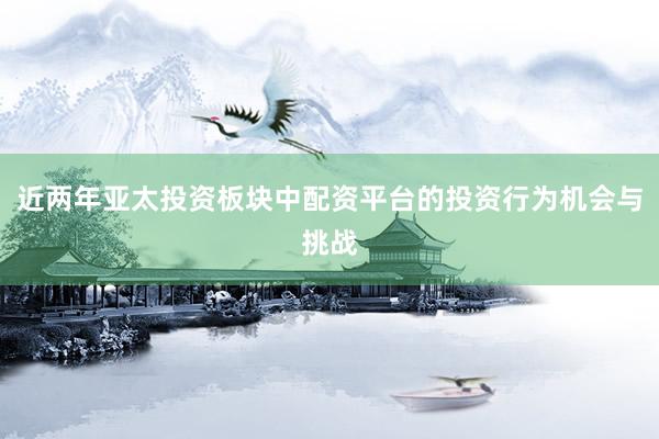 近两年亚太投资板块中配资平台的投资行为机会与挑战