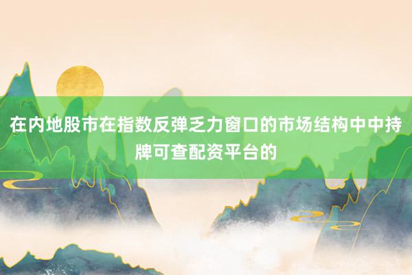 在内地股市在指数反弹乏力窗口的市场结构中中持牌可查配资平台的
