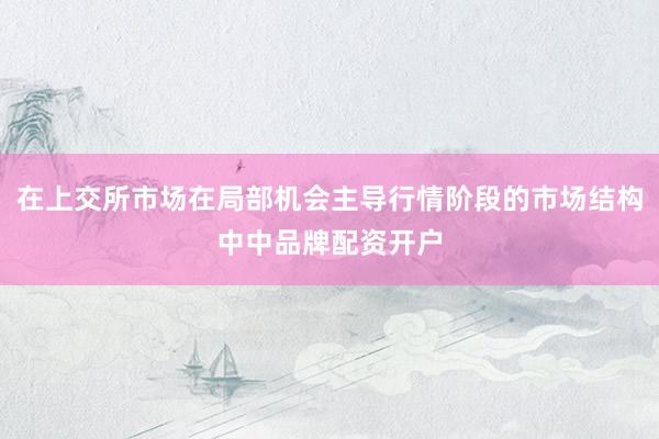在上交所市场在局部机会主导行情阶段的市场结构中中品牌配资开户