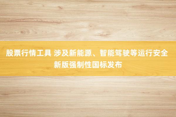 股票行情工具 涉及新能源、智能驾驶等运行安全 新版强制性国标发布