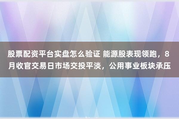 股票配资平台实盘怎么验证 能源股表现领跑，8 月收官交易日市场交投平淡，公用事业板块承压