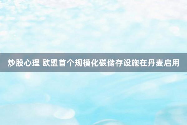 炒股心理 欧盟首个规模化碳储存设施在丹麦启用