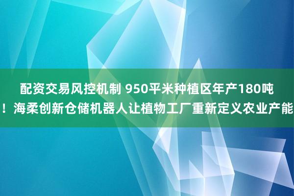 配资交易风控机制 950平米种植区年产180吨！海柔创新仓储机器人让植物工厂重新定义农业产能
