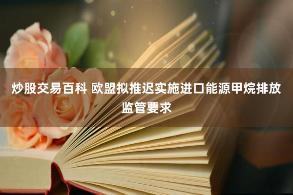 炒股交易百科 欧盟拟推迟实施进口能源甲烷排放监管要求