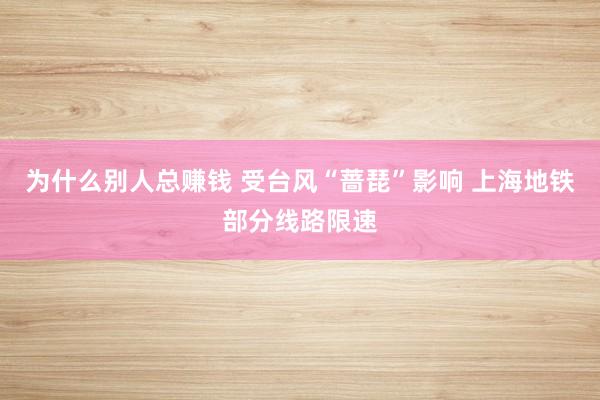 为什么别人总赚钱 受台风“蔷琵”影响 上海地铁部分线路限速
