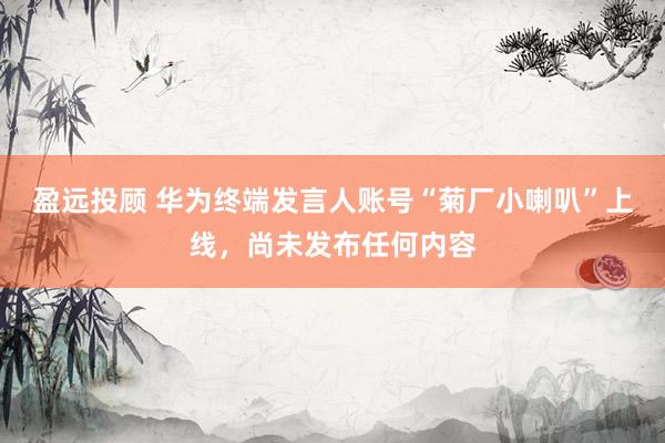 盈远投顾 华为终端发言人账号“菊厂小喇叭”上线，尚未发布任何内容